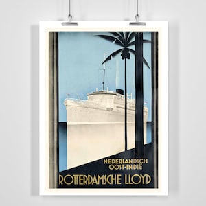Rotterdamsche Lloyd  Ship Vintage Travel Poster - Framed / Unframed