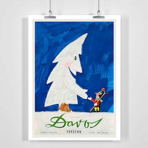 Davos Parsenn Switzerland Vintage Ski Poster - Framed / Unframed