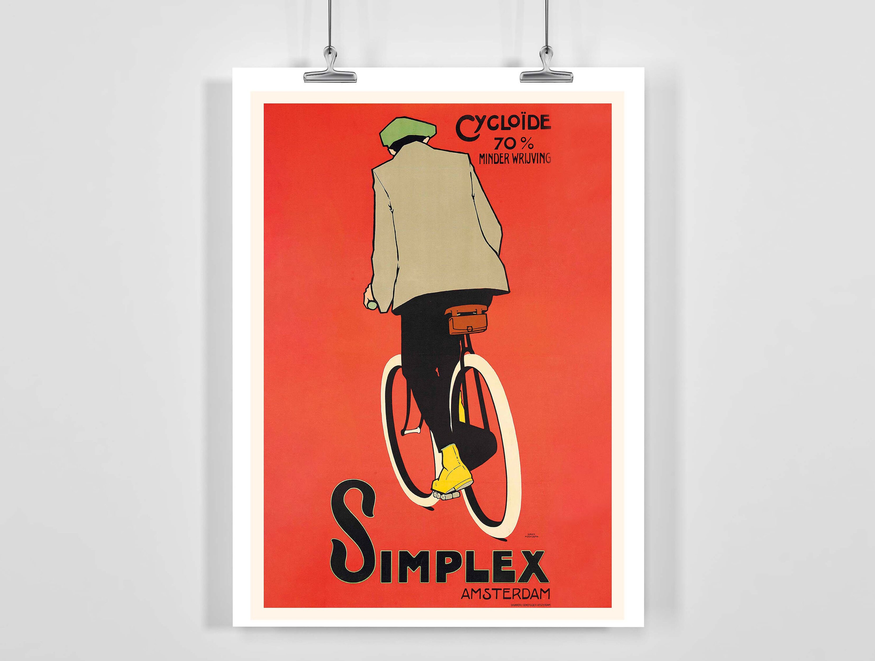 Simplex Cycloide Retro Bicycle Amsterdam Holland Vintage Advertising Poster - Framed / Unframed