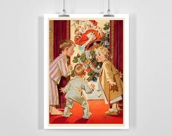 Vintage Christmas Illustration Retro Xmas Magazine Cover Vintage Advertising Poster - Framed / Unframed