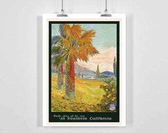 Southern California Vintage Travel Poster - Framed / Unframed