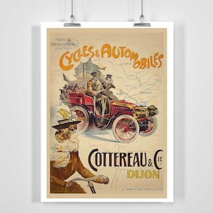 Póster publicitario Cycles and Automobiles Cottereau et Cie, Dijon - Enmarcado / Sin marco