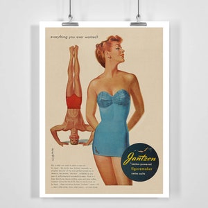 Jantzen Bademode Vintage Werbeplakat - Gerahmt/Ungerahmt
