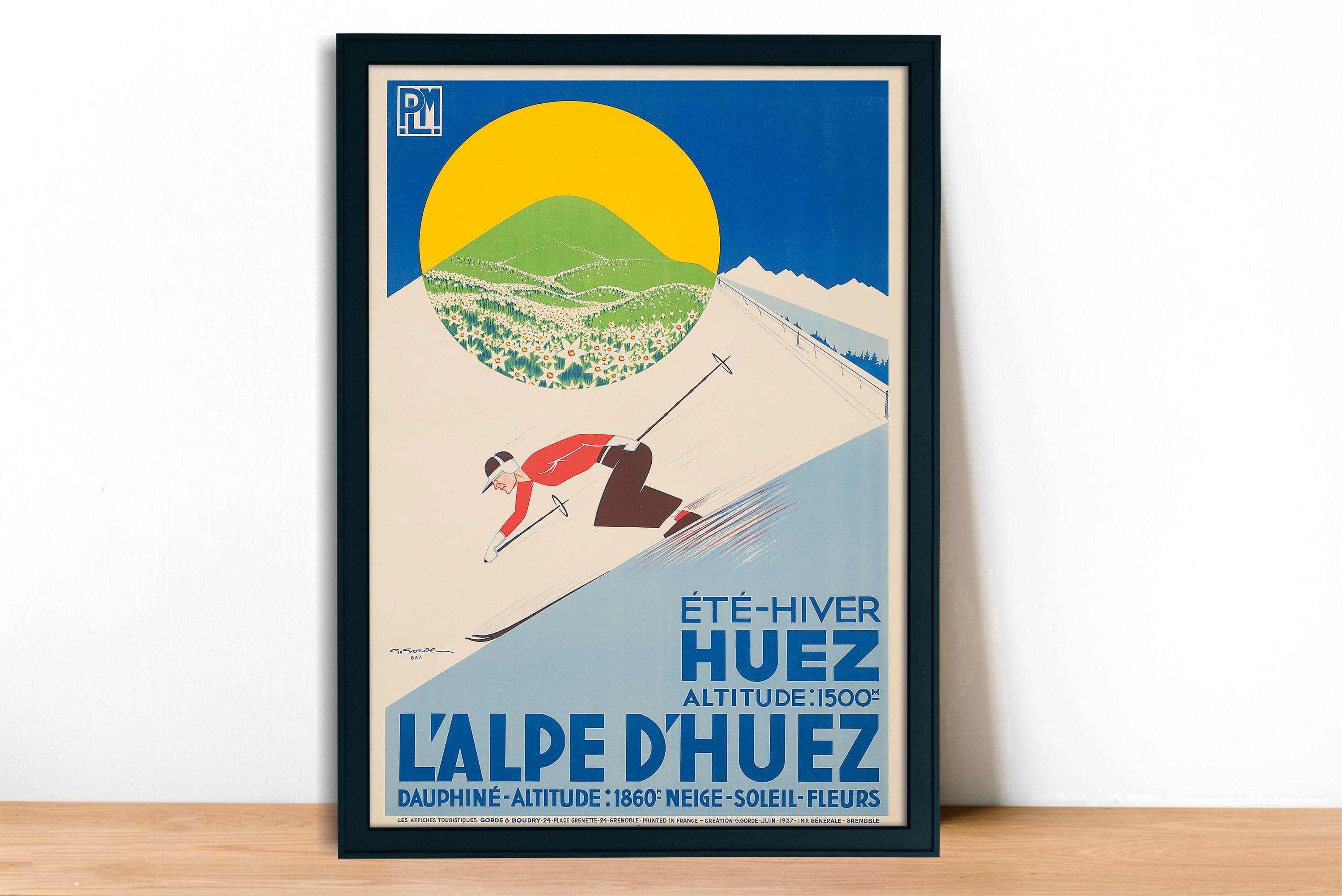 Affiche poster avec suspension bois montagne hautes-alpes : affiche par laligne