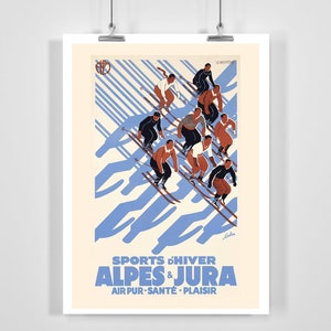 Alpes & Jura Winter Sports Switzerland Vintage Ski Poster - Framed / Unframed