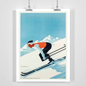 Grenoble France Vintage Ski Poster - Framed / Unframed