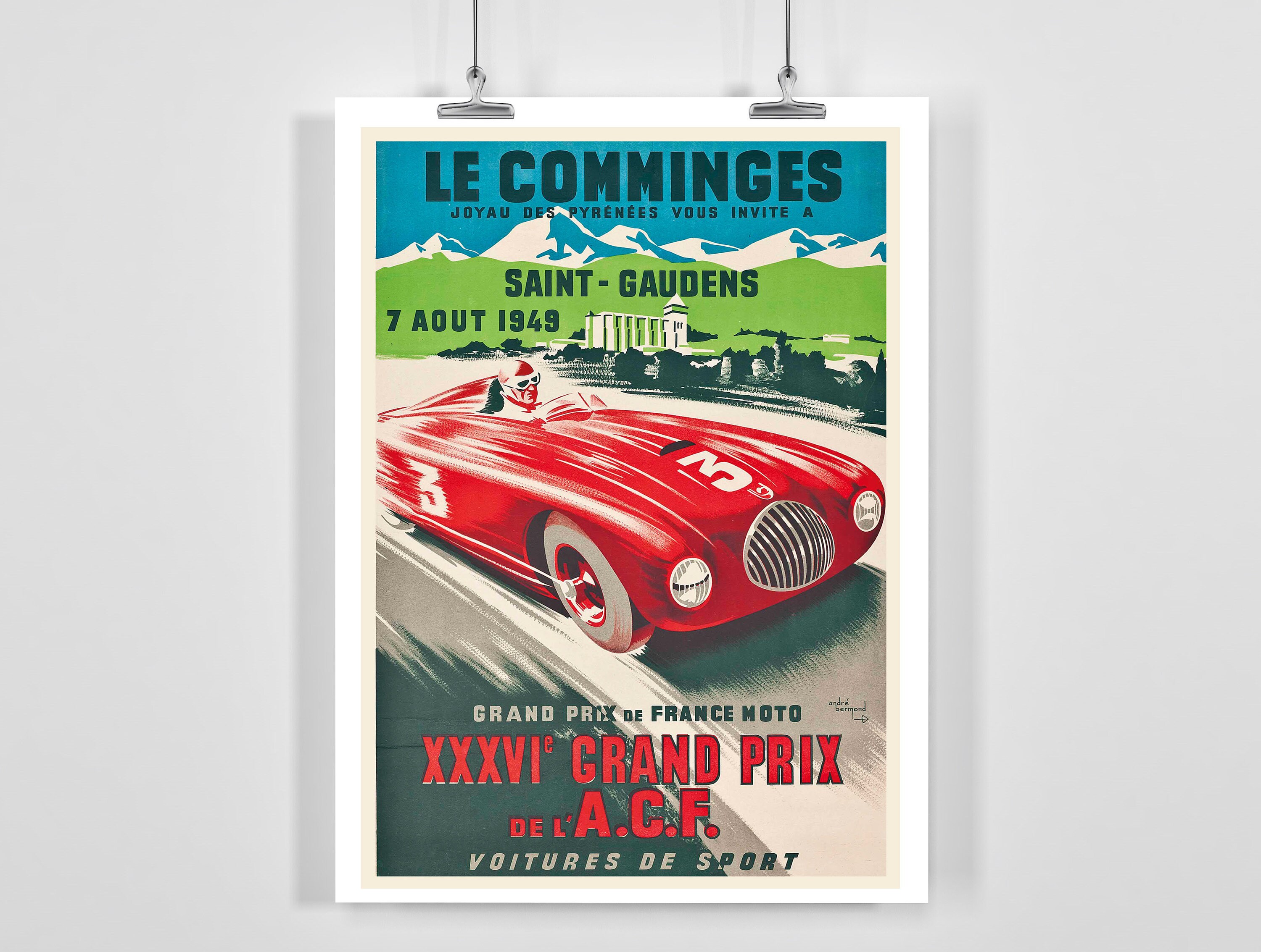 A2  Reprint 1949 French Grand Prix Poster A3