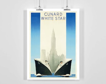 Cunard White Star Vintage Travel Poster - Framed / Unframed