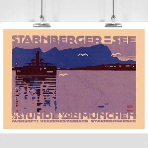 Starnberger See Munich Bavaria Vintage Travel Poster - Framed / Unframed