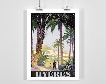 Hyeres Provence-Alpes-Côte d'Azur France Vintage Travel Poster - Framed / Unframed