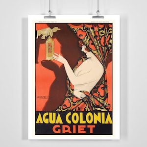 Acqua di Colonia Griet Perfume Vintage Cartel Publicitario por Achille Mauzan - Enmarcado / Sin marco
