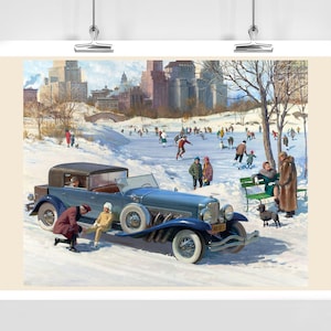 Duesenberg Automobile - American Old Vehicle - Vintage Car Illustration - Framed / Unframed
