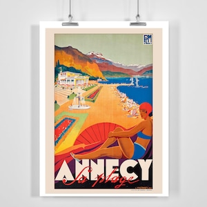 Annecy France Vintage Travel Poster - Framed / Unframed