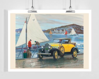 1932 Chevrolet Series BA - American Old Vehicle - Ilustración de coche antiguo - enmarcado / sin marco