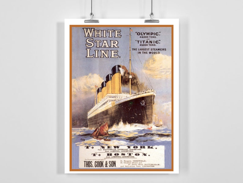 A4A3 FramedUnframed Olympic Largest Steamers in the World Vintage Advertising Poster White Star Line Titanic