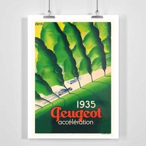 Vintage Car Automobile Racing Art-Deco-Poster - Gerahmt / Ungerahmt