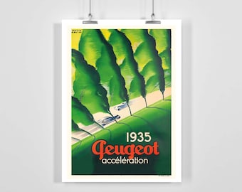 Vintage Car Automobile Racing Art Deco Poster - Framed / Unframed