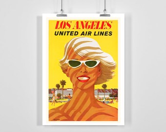 Los Angeles LA USA America Vintage Travel Poster - Framed / Unframed