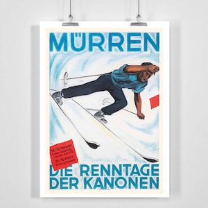 Mürren Switzerland Racing Days Vintage Ski Poster - Framed / Unframed