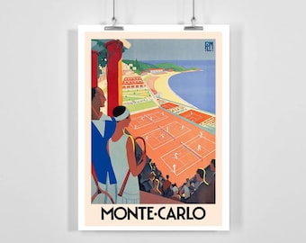 Monte Carlo Monaco Vintage Travel Poster - Framed / Unframed / Canvas