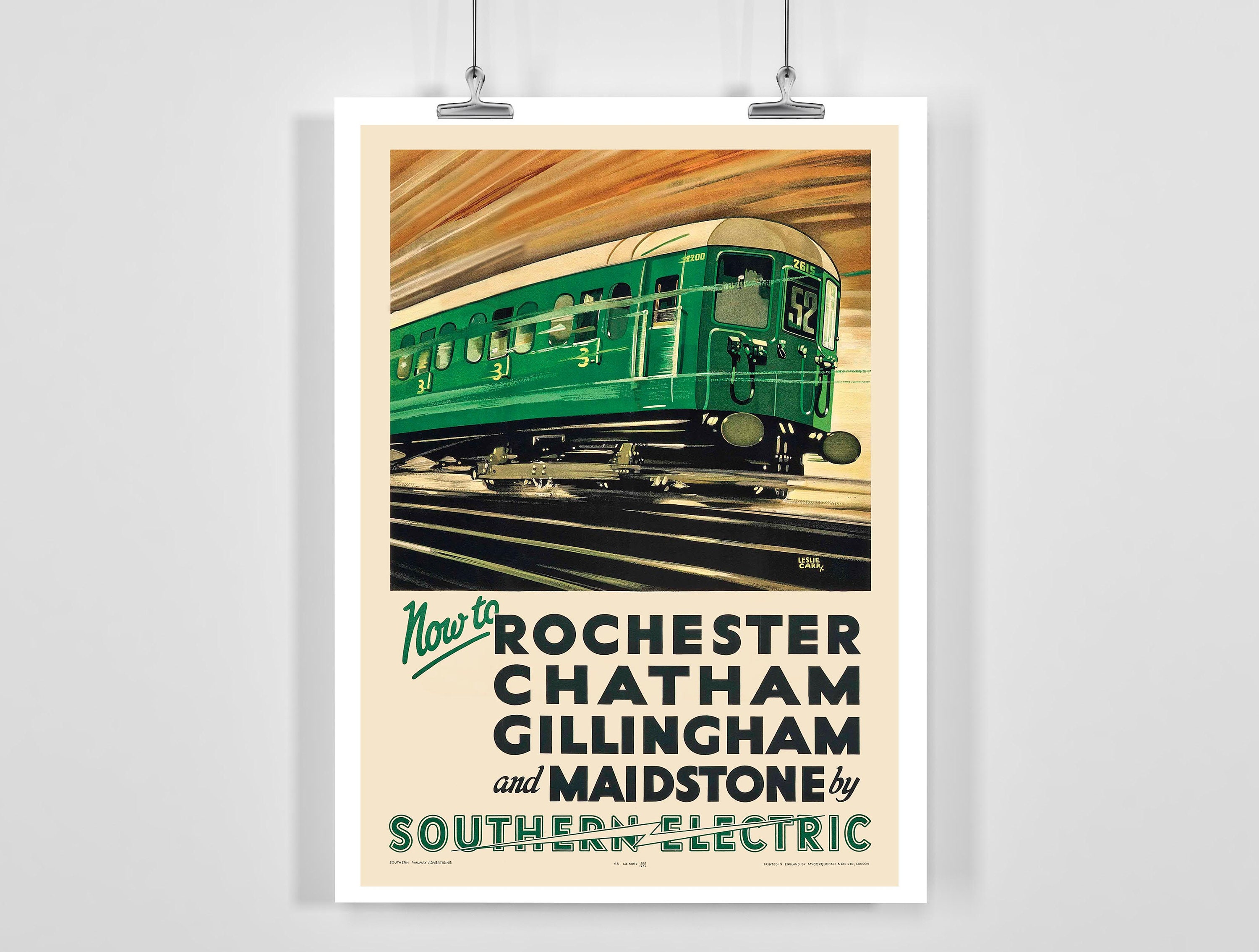 Now to Rochester Chatham Gillingham and Maidstone by Southern Railway Vintage Travel Poster - Framed / Unframed