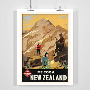 New Zealand Vintage Travel Poster - Framed / Unframed