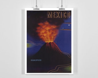 Mexico Volcano Paricutin Travel Poster - Framed / Unframed