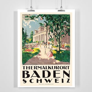 Spa Baden Schweiz Vintage Reise Poster - Gerahmt / Ungerahmt