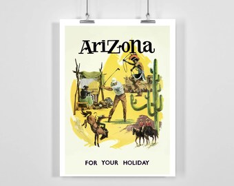 Arizona Phoenix Grand Canyon USA Vintage Travel Poster - Framed / Unframed