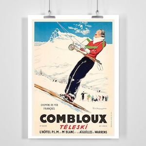 Comblou Ski Lift France Vintage Ski Poster - Framed / Unframed