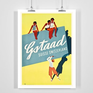 Gstaadt Switzerland Vintage Travel Poster - Framed / Unframed