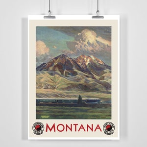 Póster de viaje vintage de Montana, EE. UU. (con marco o sin marco)
