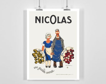 Depot Nicolas Fine Flaschen Vintage Essen und Trinken Poster - Gerahmt / Ungerahmt