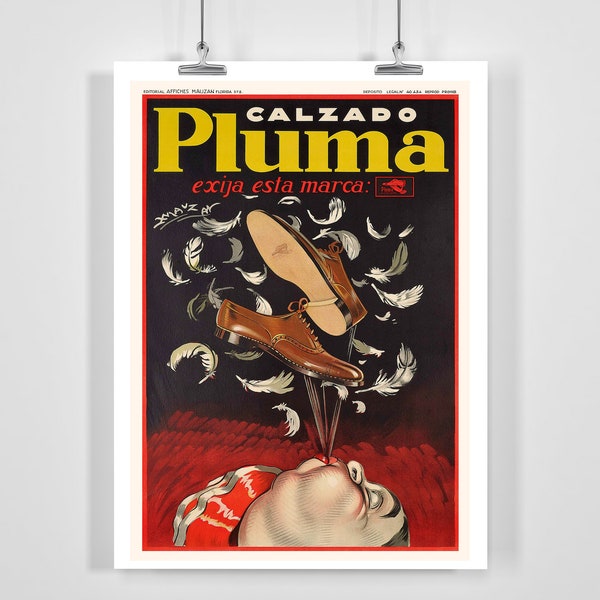 Calzado Pluma Vintage Advertising Poster by Achille Mauzan - Framed / Unframed