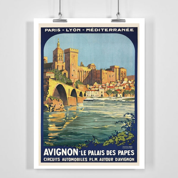 Palace of the Popes Avignon Southern France Vintage Travel Poster - Framed / Unframed