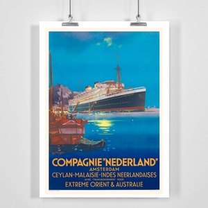Company Netherlands Amsterdam Orient and Australia Cruises Vintage Travel Poster - Framed / Unframed