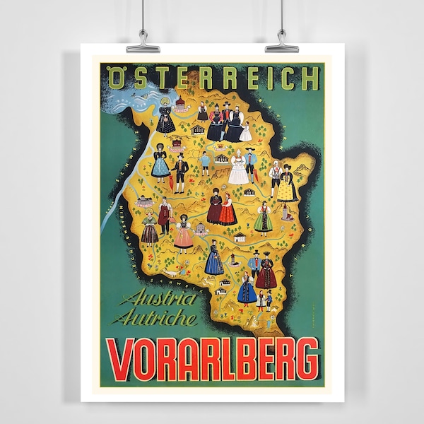 Vorarlberg Österreich Autriche Austria Vintage Travel Poster - Framed / Unframed