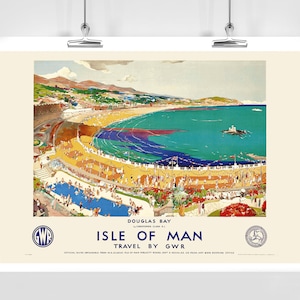 Douglas Bay Isle of Man Vintage Travel Poster - Framed / Unframed