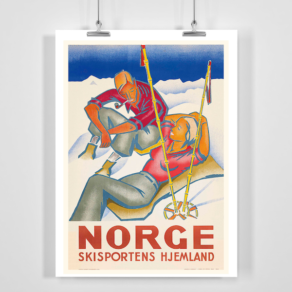 Norway Homeland of Skiing Vintage Ski Poster - Framed / Unframed