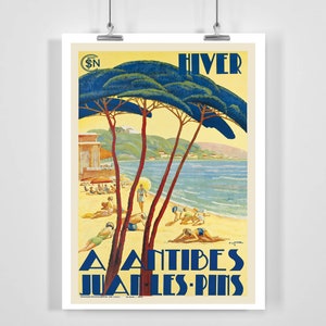 Antibes Juan-les-Pins Cote d'Azur France Vintage Travel Poster - Framed / Unframed