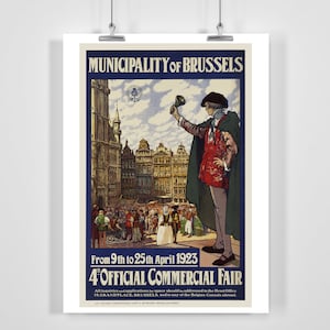 Belgium Brussel 4th Official Commercial Fair Vintage Travel Poster - Framed/ Unframed