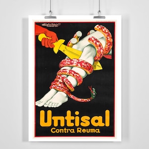Untisal Contra Reuma Vintage Poster by Mauzan - Framed / Unframed