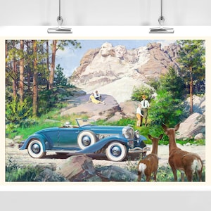 1936 Duesenberg Model JN Convertible Coupe - American Old Vehicle - Vintage Car Illustration - Framed / Unframed