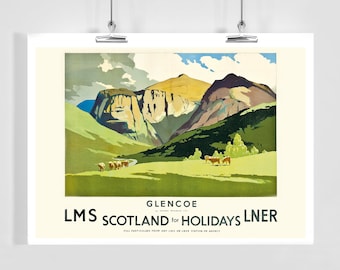 Glencoe Scotland for Holiday Vintage Travel Poster - Framed / Unframed