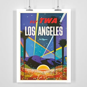 Los Angeles United States Airlines Aircraft Vintage Travel Poster - Framed / Unframed