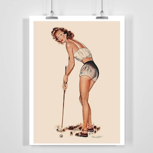 Downhill Follie Golf Sport Vintage Cartel Publicitario - Enmarcado / Sin marco