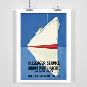Passenger Service Europe North Pacific Via West Indies Vintage Travel Poster - Framed / Unframed