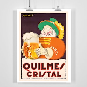 Quilmes Cristal Vintage Werbeposter von Achille Mauzan - Gerahmt / Ungerahmt