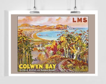 Colwyn Bay Wales Ideal Winter And Summer Resort Vintage Travel Poster - Framed / Unframed