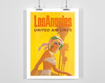 Póster de viaje vintage de Los Ángeles, EE. UU., América, viaje, enmarcado/sin marco